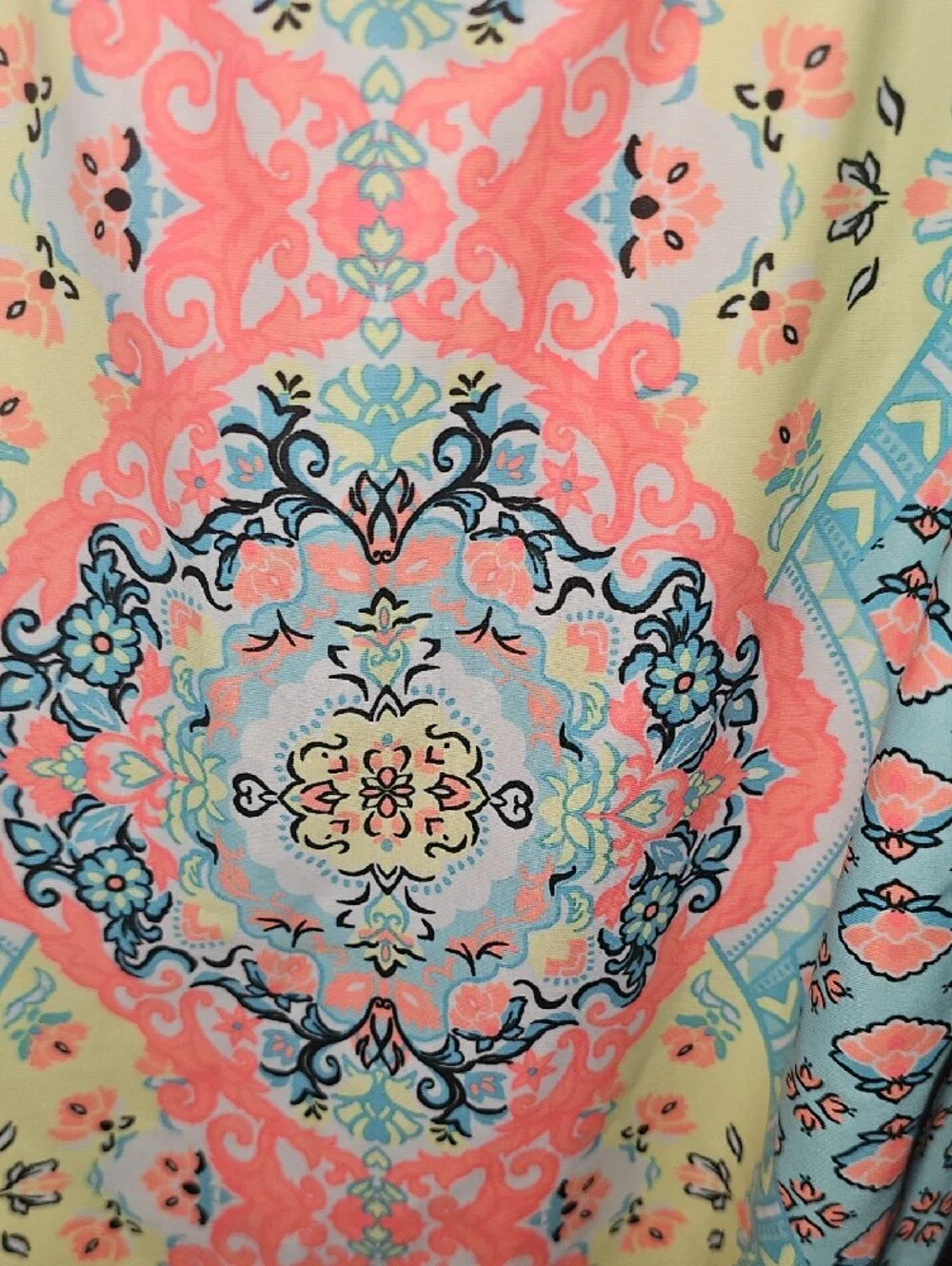 Justice Girls Coral and Light Blue Medallion One-Piece Bodysuit Size 14